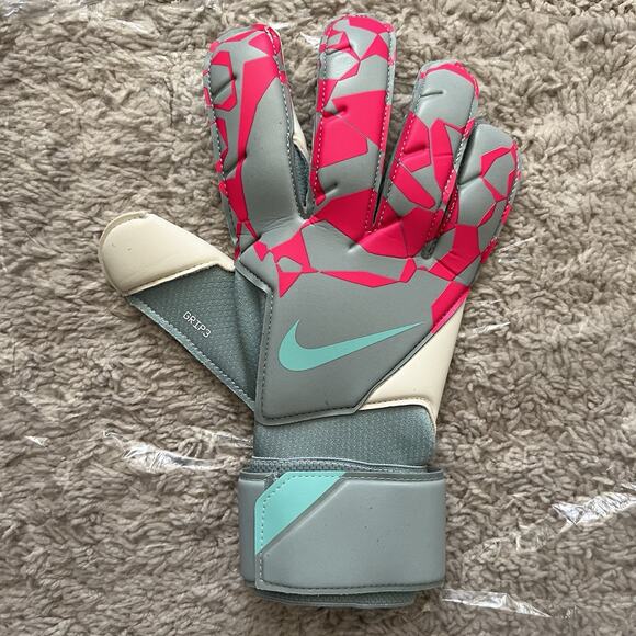 Nike GK Grip3 Goalkeeper Soccer Gloves Ocean Cube Pink Blast HQ0256-395 Size 9 - Picture 5 of 10